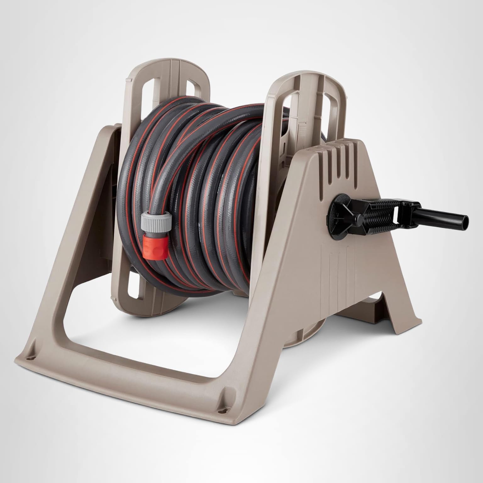 Suncast 100 ft. Tote or Wall Mount Resin Garden Hose Reel with Lid, Taupe - Image 9