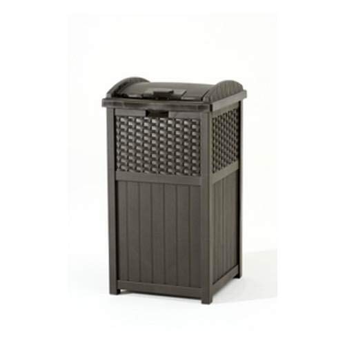 Suncast 2 Pack 33 Gallon Commercial Outdoor Trashcan Hideaway with Lid for 30 to 33 Gallon Trash Bags for Garage, Backyard, or Garden, Brown - Image 4