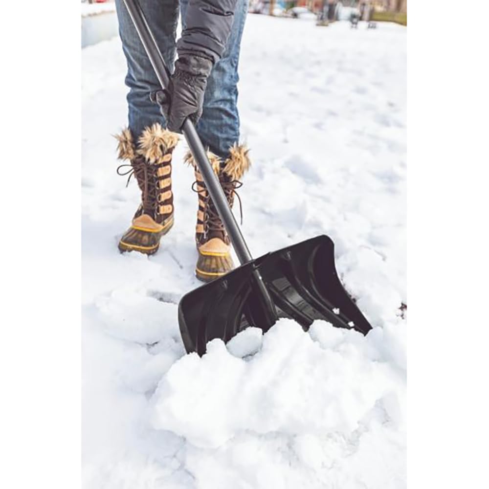 Suncast 20" Ergonomic Snow Shovel Pusher with Graphite Blade, Green - Image 4