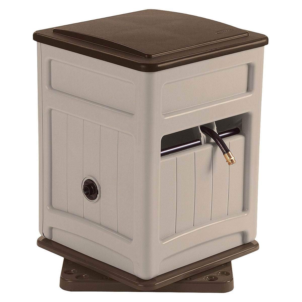 Suncast 225 ft. Swivel Hideaway Hose Reel Storage Bin with Hose Guide, Mocha/Taupe - Image 3