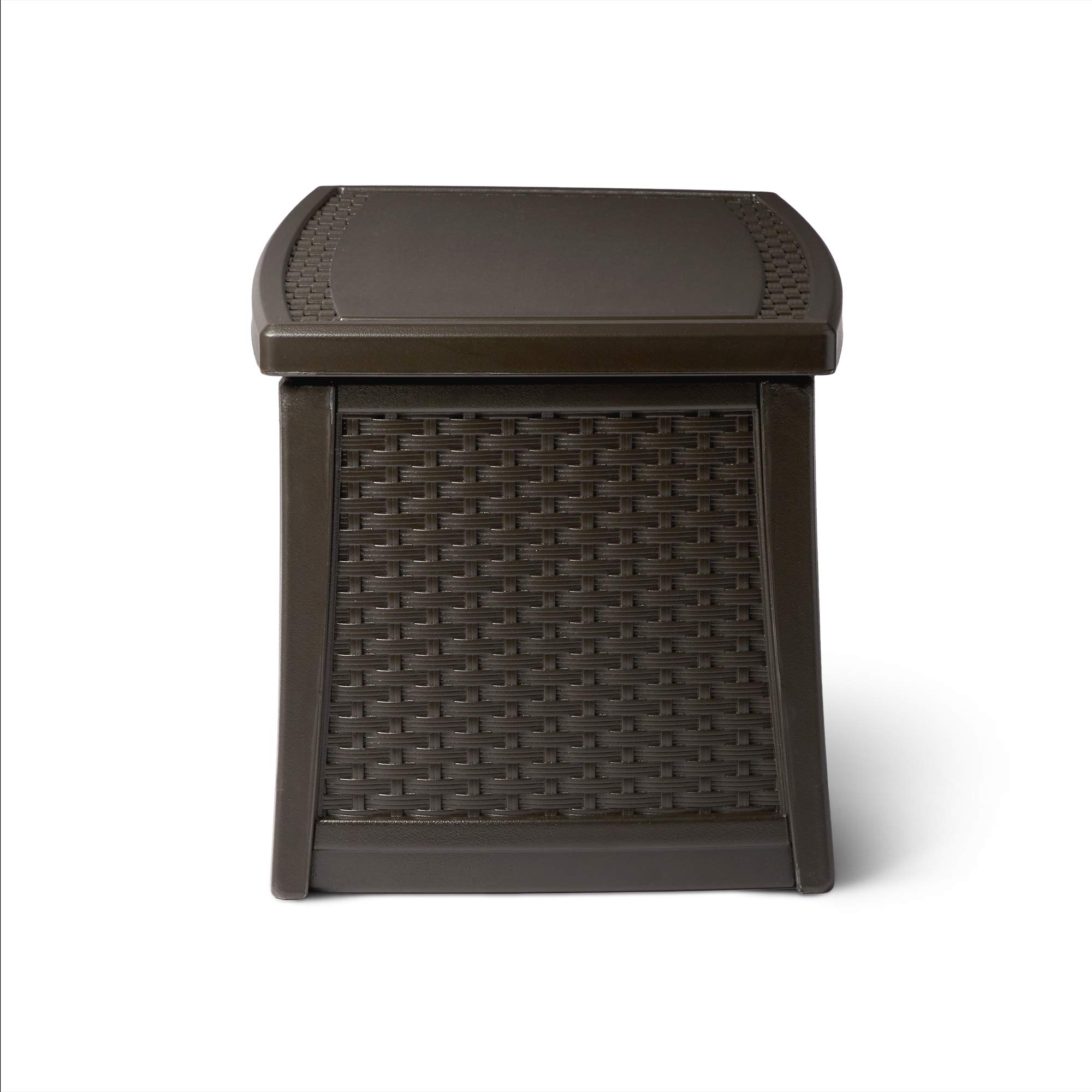 Suncast 30 Gallon Resin Outdoor Patio End Table Storage Box, Java, Made in the USA - Image 3