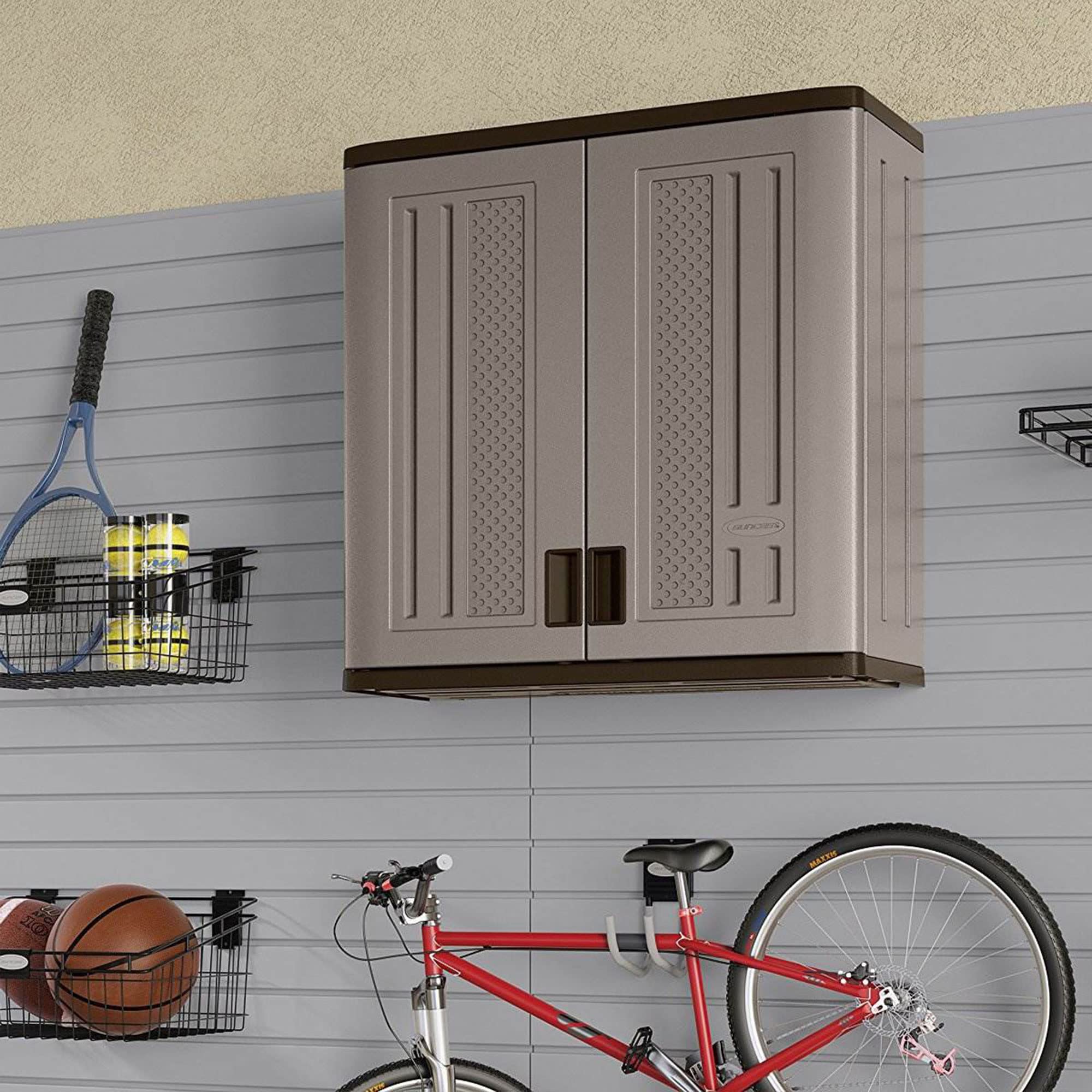 Suncast BMC3000 Cabinet-Resin Construction for Wall Mounted Garage Storage, 30.25" Organizer Doors & Slate Top, Silver/Platinum - Image 10