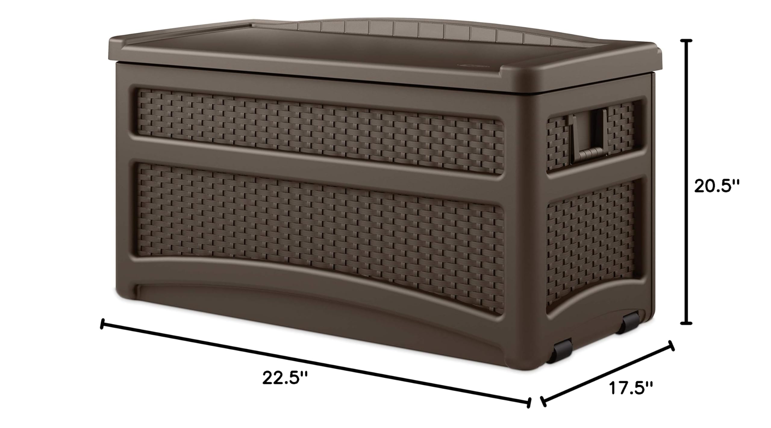 Suncast Durable 73 Gallon Outdoor Resin Storage Chest with Handles, Wheels, and Seat for Patio, Garden, or Pool for Indoor and Outdoor Use, Java - Image 13