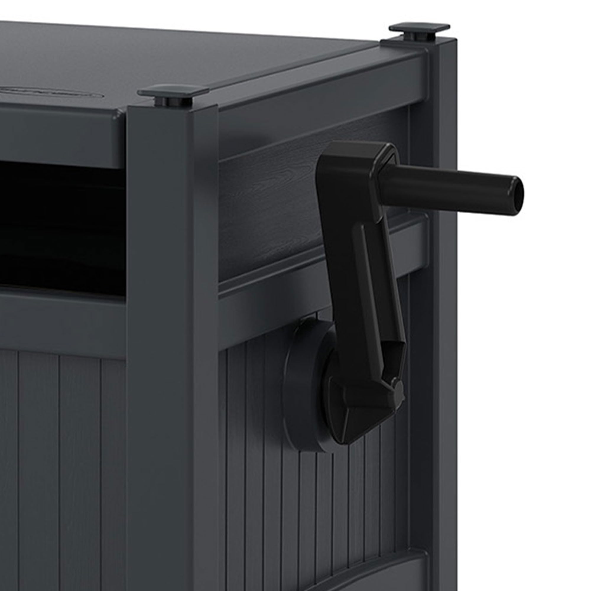 Suncast Garden Hose Hideaway Storage Reel Box, Cyberspace Grey – Resin Outdoor Container, Holds up to 100 Feet of 5/8 Inch Standard Vinyl Water Line – No Assembly Required - Image 5