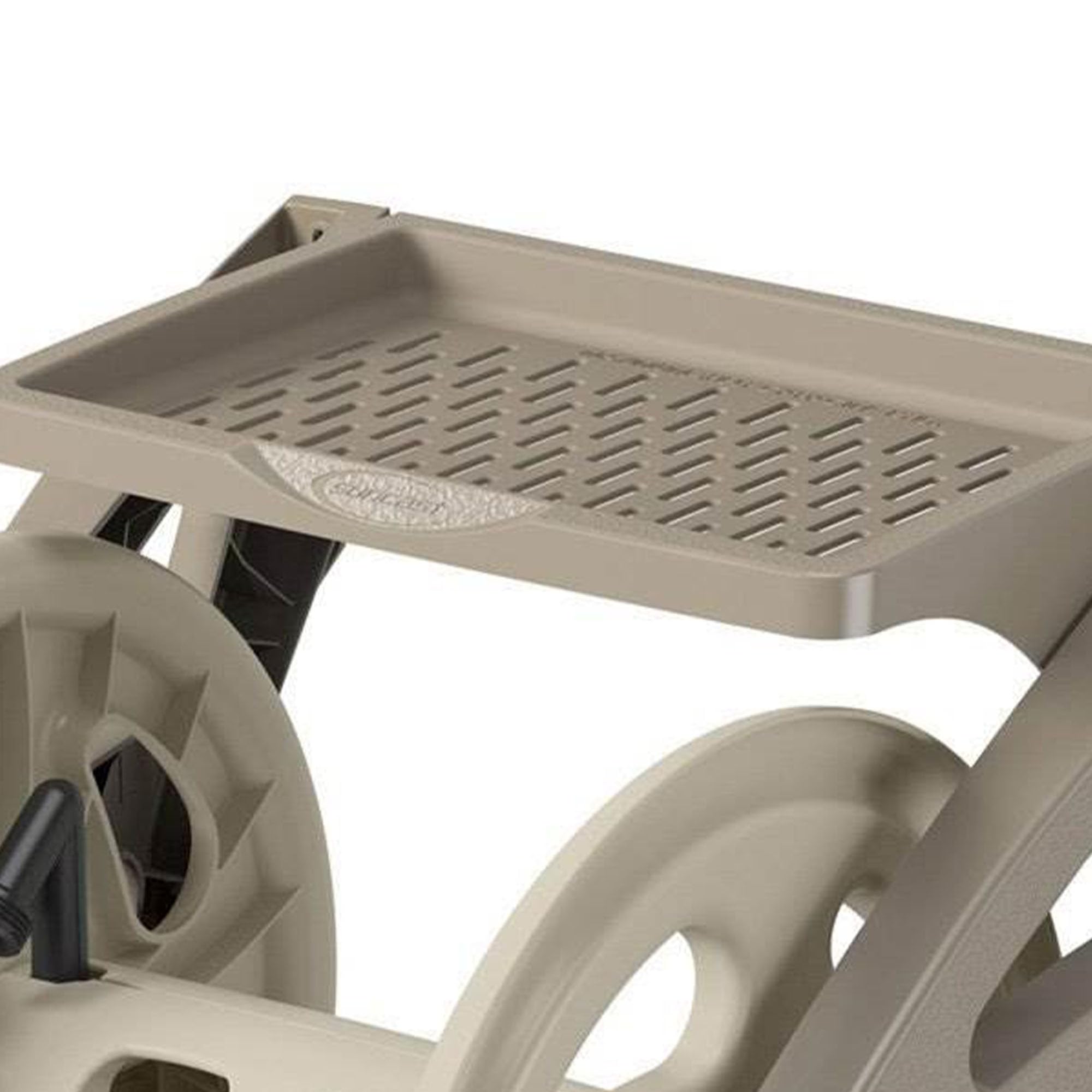 Suncast Handler Durable Hard Plastic Wall Mounted Outdoor Retractable Garden Hose Reel with Storage Tray and 200 Feet Hose Capacity, Taupe - Image 7