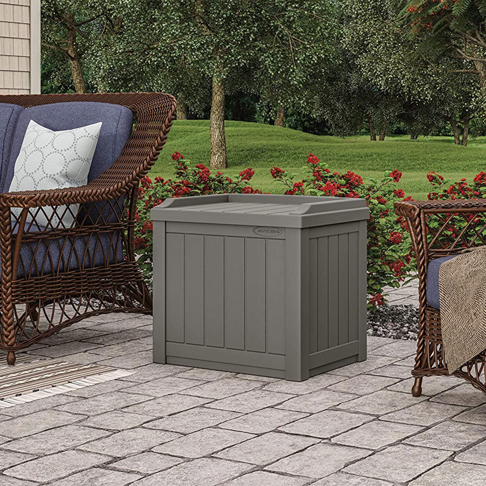 Suncast Outdoor Storage Box - 22 Gallon Stone Gray Resin Outdoor Deck Box with Seat, Weatherproof Patio Storage Bin Container for Keeping Cushions, Tools, & Towels for Pool, Yard, & Garden - Image 9